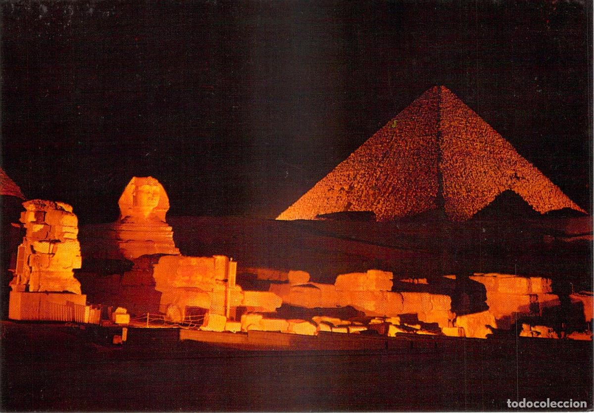 Postales: Postal de las Pir&aacute;mides de Giza y Esfinge con Espect&aacute;culo de Luz y Sonido