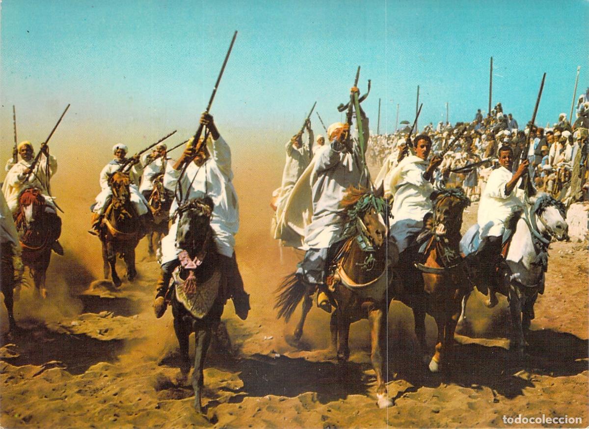 Postales: Postal de Fantas&iacute;a en Marruecos con Jinetes a Caballo