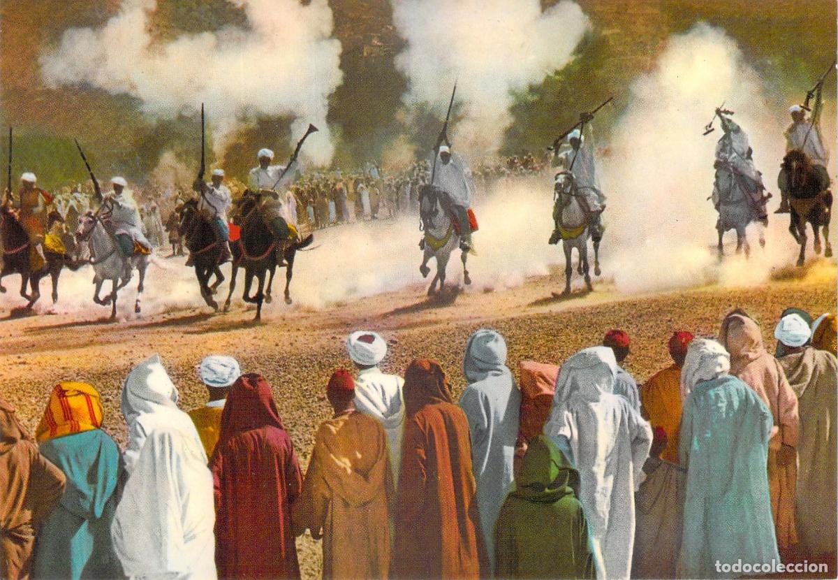 Postales: Postal de la tradicional Fantas&iacute;a ecuestre en Marruecos
