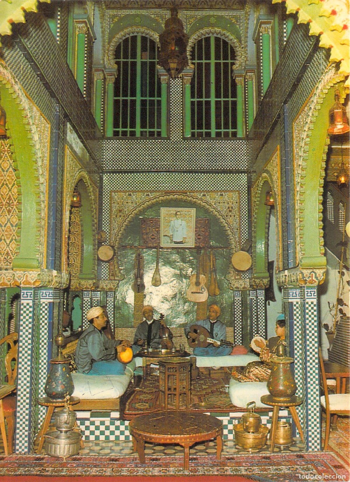 Postales: Postal de T&aacute;nger - Interior del Koutoubia Palace con m&uacute;sicos
