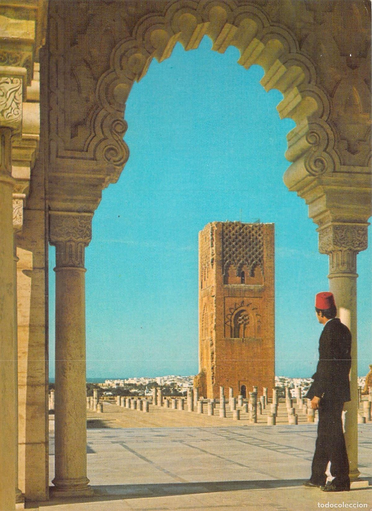 Postales: Postal de Rabat con el Mausoleo de Mohammed V y la Torre Hassan