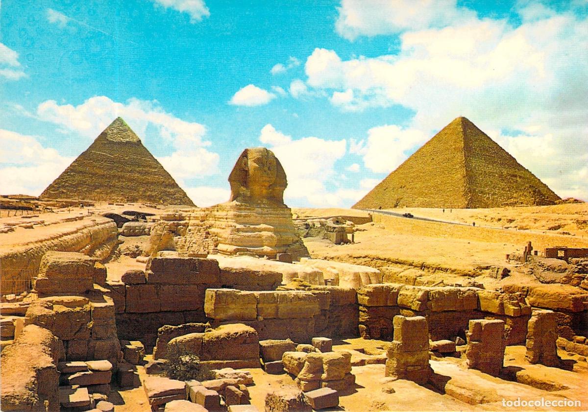 Postales: Postal de las Pir&aacute;mides de Giza y la Esfinge de Egipto