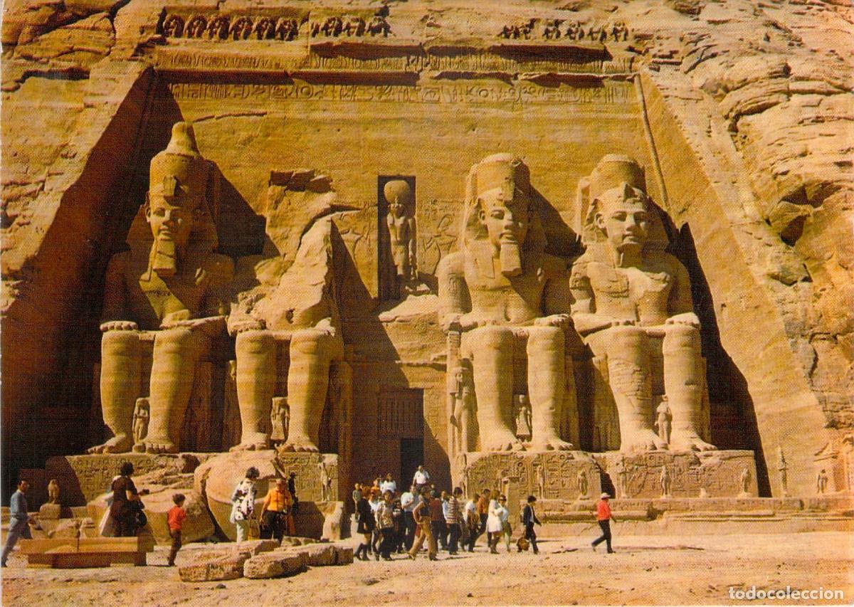 Postales: Postal de los majestuosos templos de Abu Simbel en Egipto