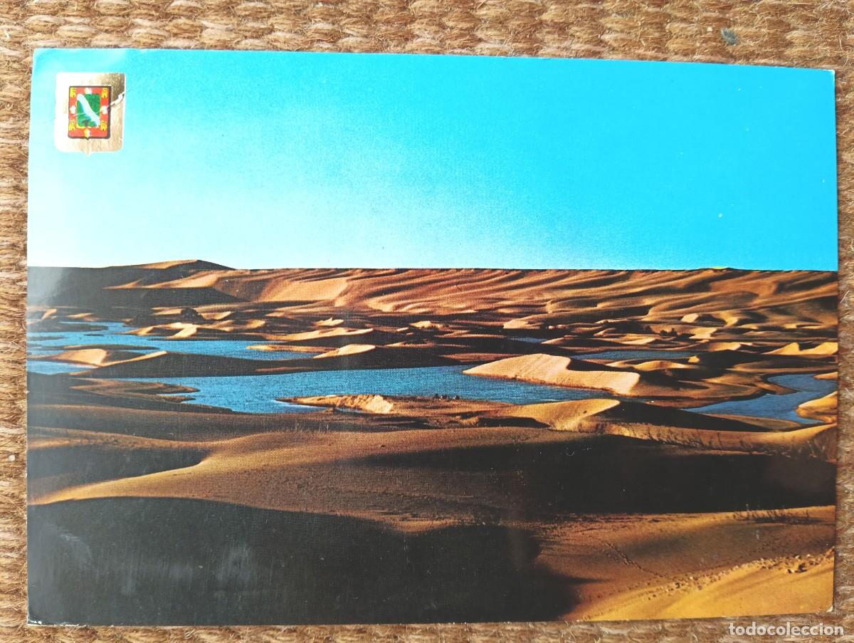 Postales: SAHARA ESPA&Ntilde;OL - AAIUN DUNAS EN LAS SAHIA - CIRCULADA A BARCELONA