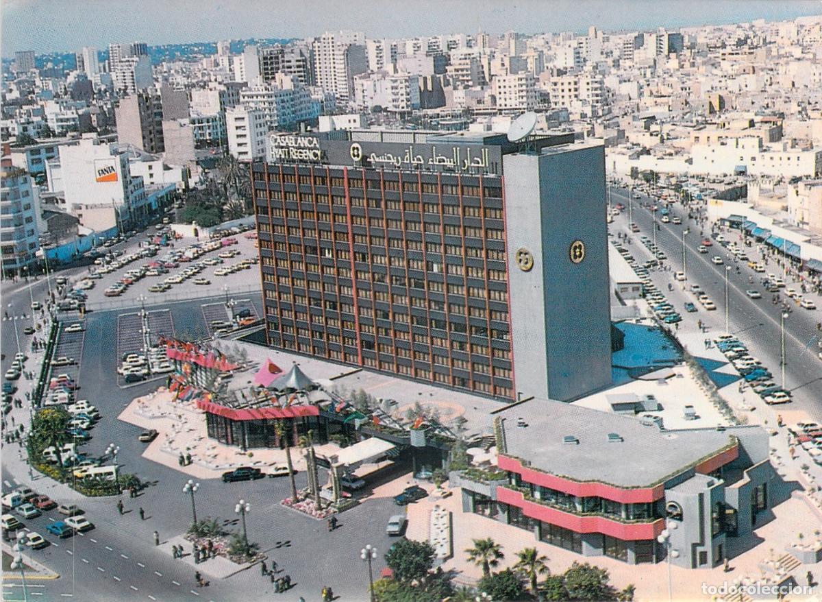 Postales: Postal de la Plaza Mohammed V y el Hotel Hyatt Regency en Casablanca