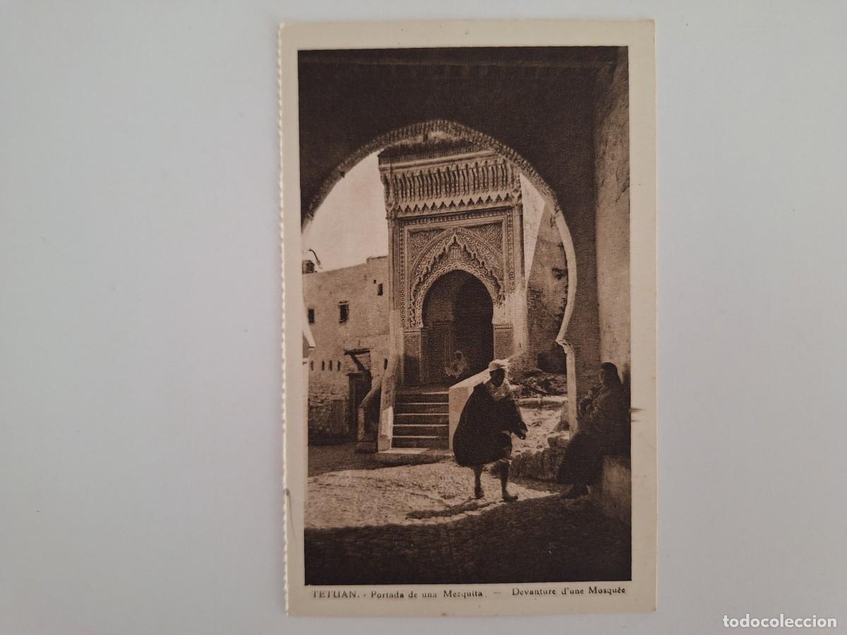Postales: ANTIGUA POSTAL TETUAN PORTADA DE UNA MEZQUITA MARRUECOS RV 2937