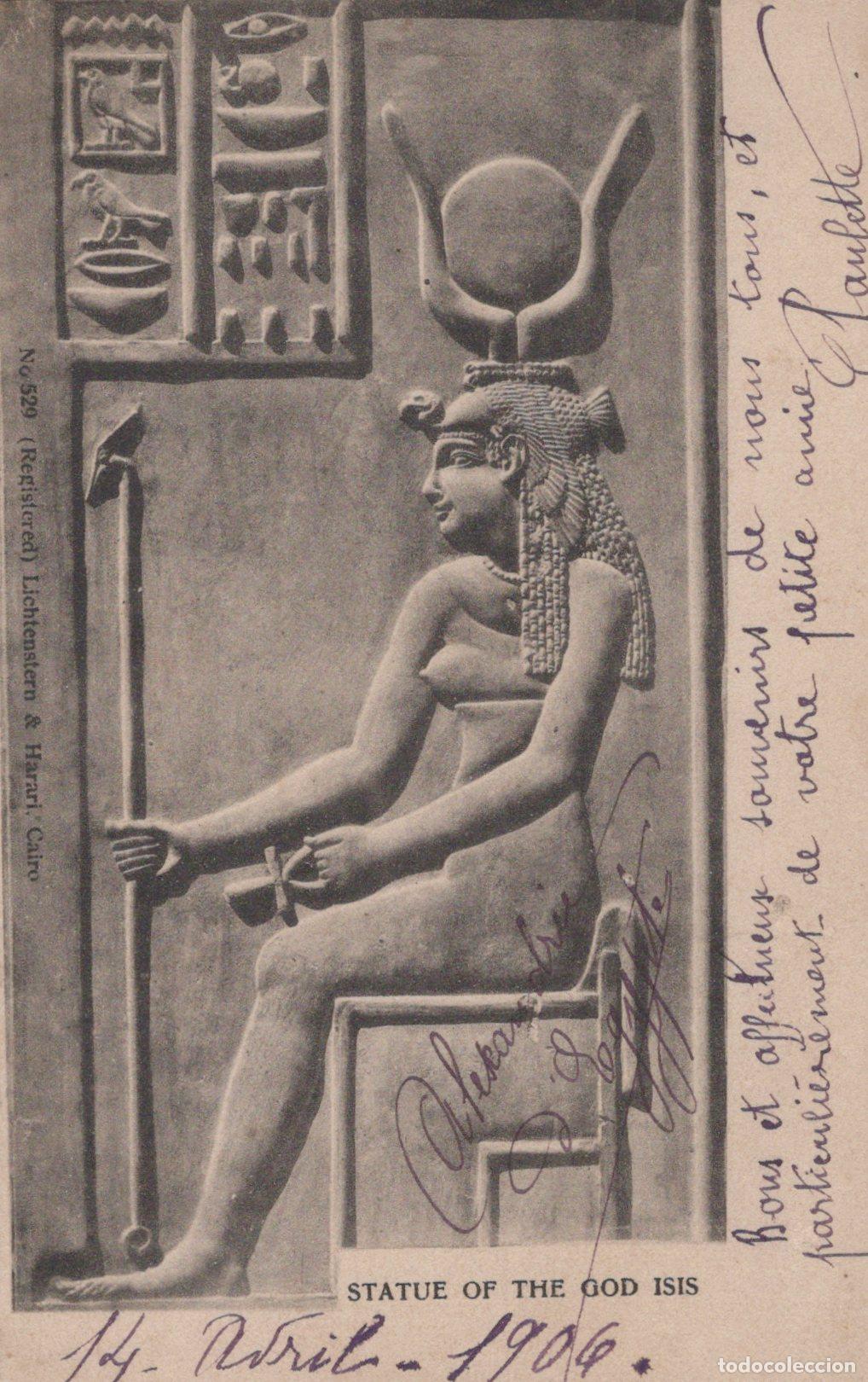 Postales: Egypt Cairo Ancient Goddess Isis Bas Relief Sculpture Religion *YAA060