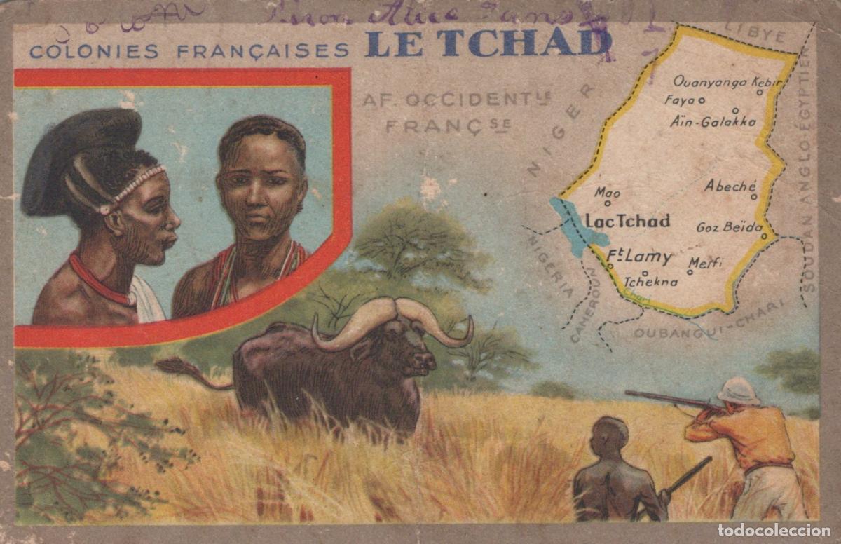 Postales: Chad Fort Lamy Tchad Sc&egrave;ne Coloniale Peuple Chasse Carte *YAA265