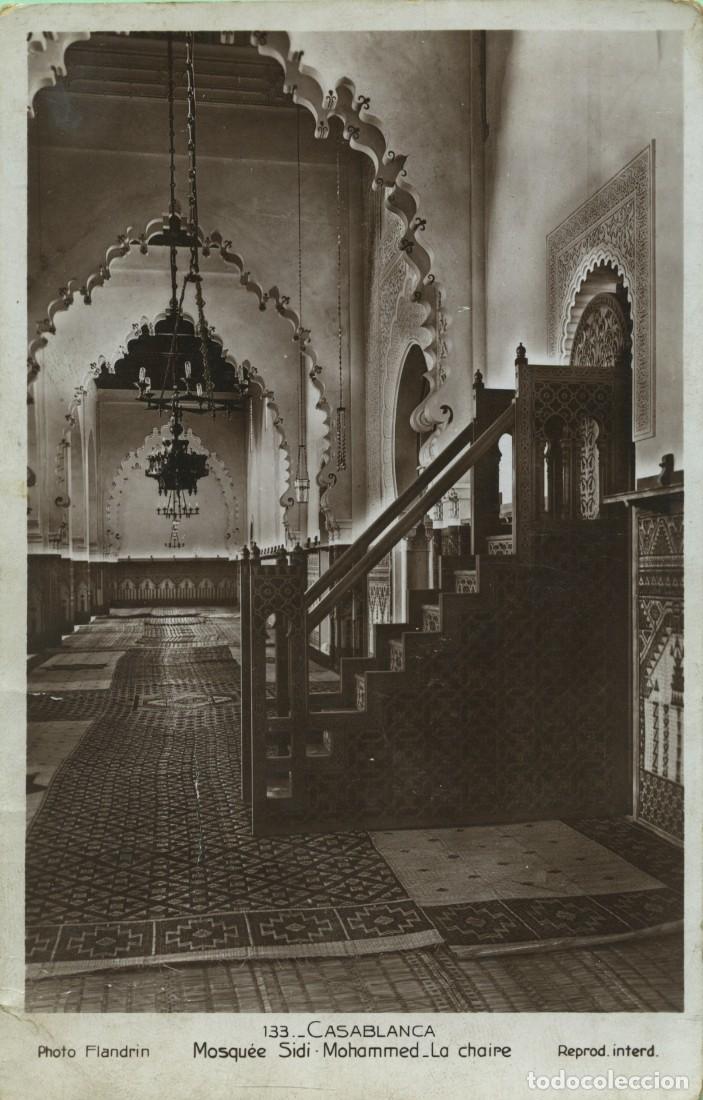 Postales: N&ordm; 133-CASABLANCA. Marruecos. Mezquita Sidi Mohammed. El p&uacute;lpito. Circulada en 1937.