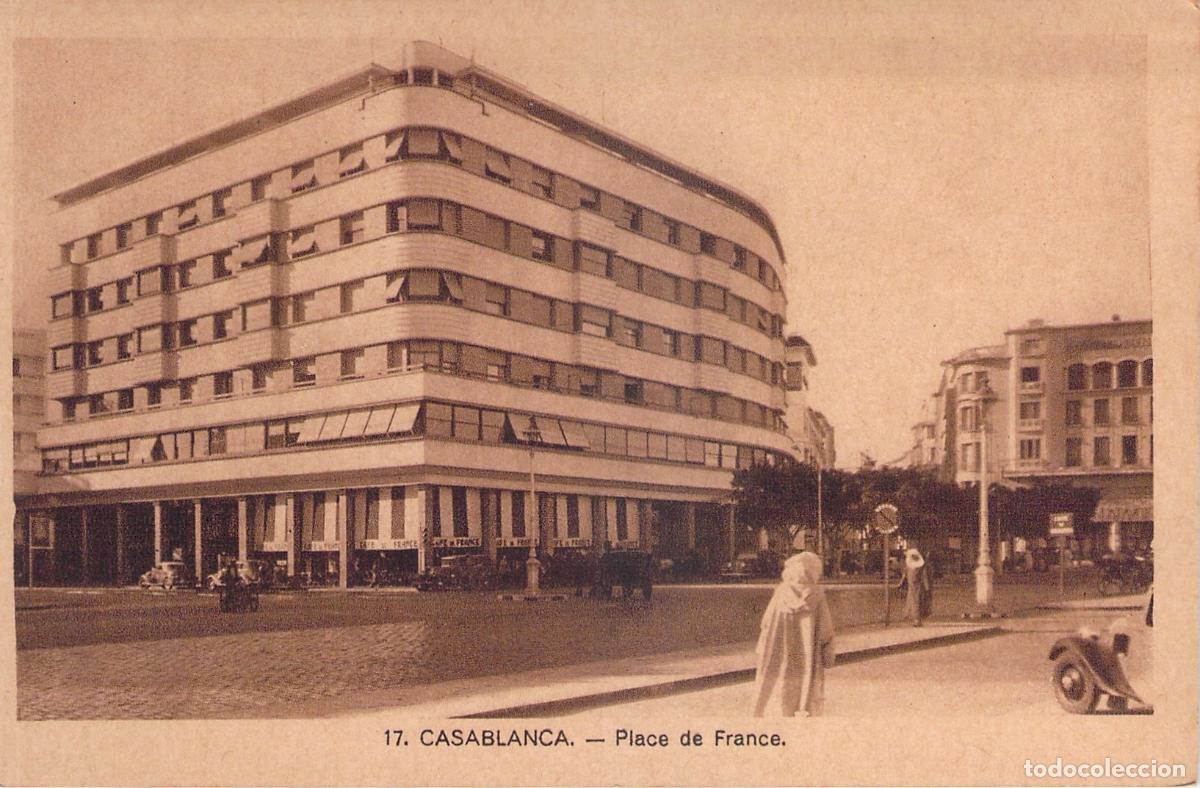 Postales: Postal de la Place de France en Casablanca, Marruecos