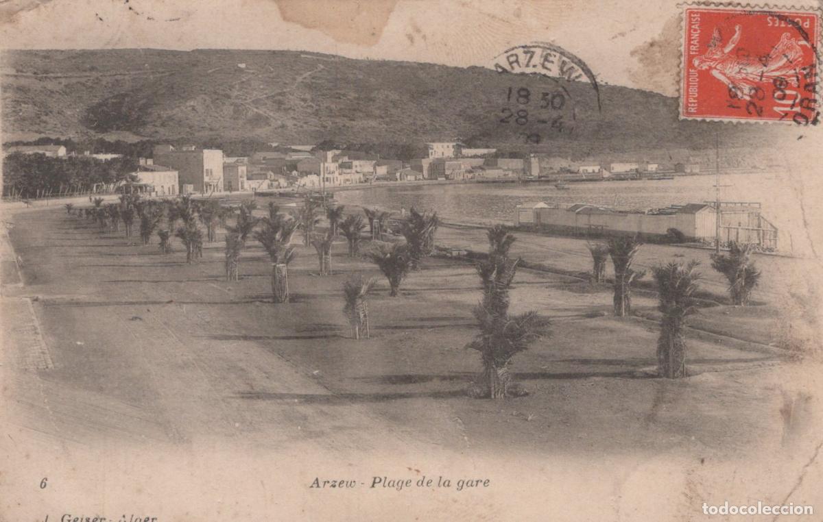 Postales: Algeria Arzew Alg&eacute;rie Plage de la Gare Avec Palmiers Ville C&ocirc;ti&egrave;re *YAC650