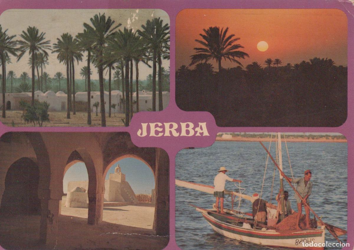 Postales: Tunisia Djerba Tunisie Paysages Architecture Bateau de P&ecirc;che au Coucher *YAF891