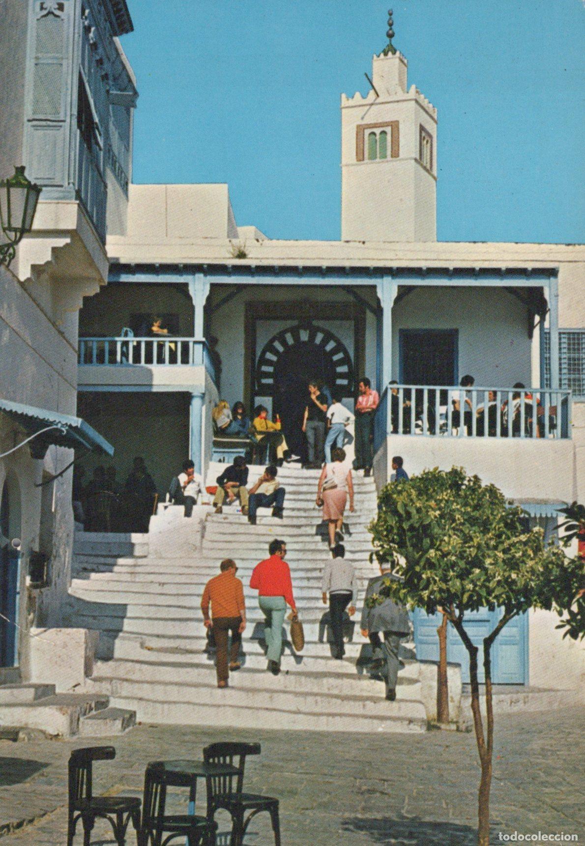 Cartes Postales: Tunisia Sidi Bou Said Tunisie Sc&egrave;ne de Rue Anim&eacute;e Mosqu&eacute;e Architecture *YAG254