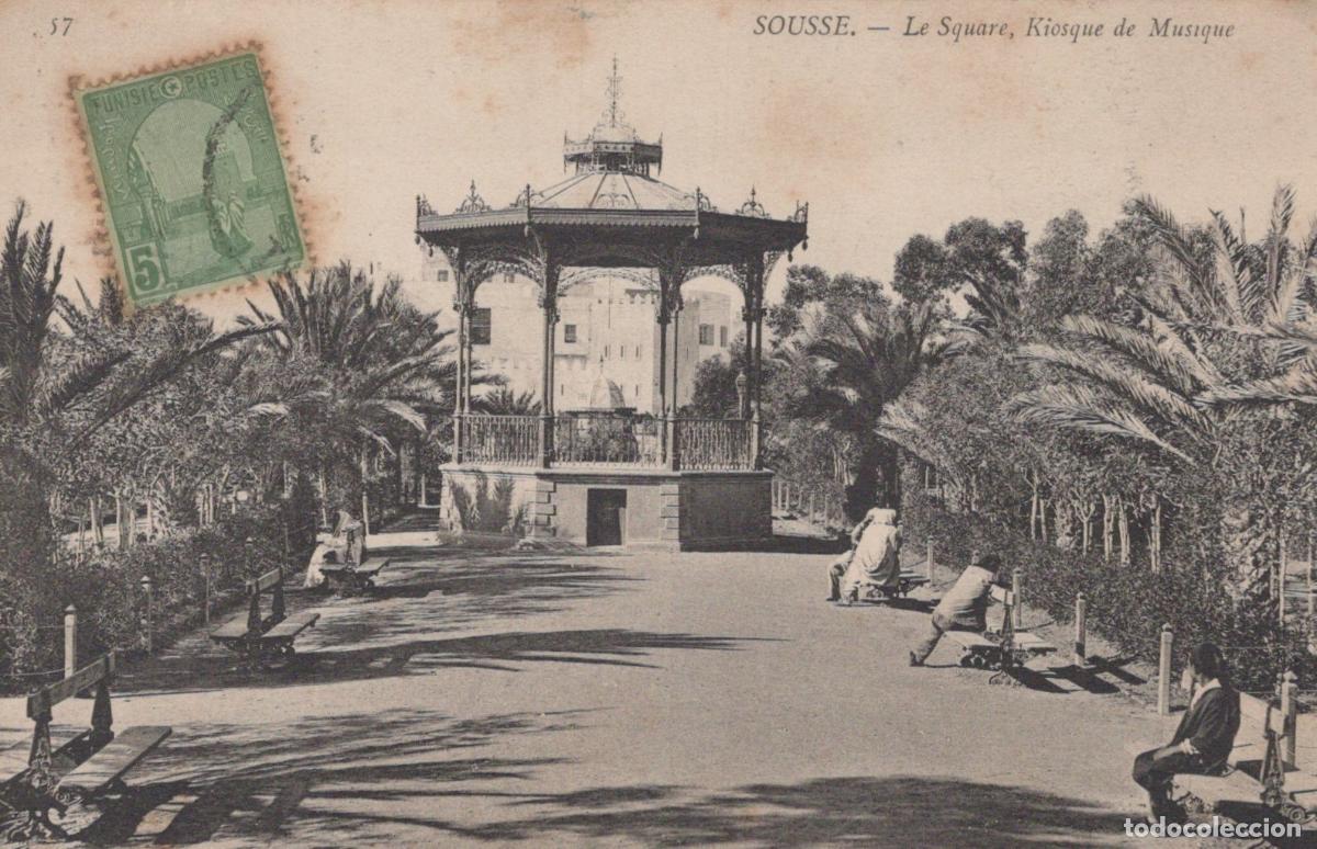 Postales: Sousse, Tunisia, Le Square Park with Music Kiosk and Palm Trees *YAG717