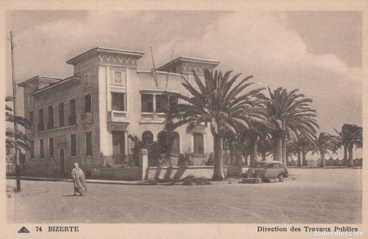 Postales: Bizerte Tunisia Direction des Travaux Publics Building with Palm Trees *YAG735