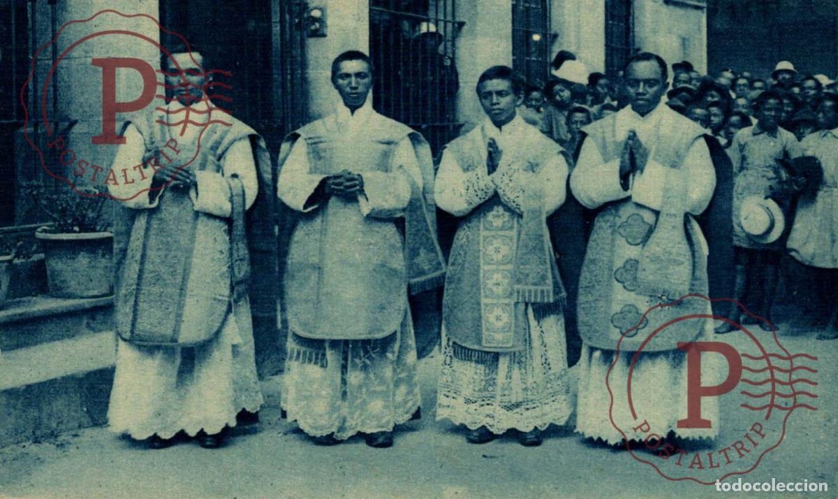 Postales: MADAGASCAR. Les Quatre Pr&ecirc;tres malgaches ordonn&eacute;s en Mars 1929