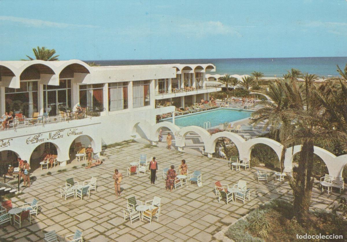 Cartes Postales: Tunisia Sousse Hotel Jawhara Swimming Pool Beach Palm Trees 1950s *YAP122