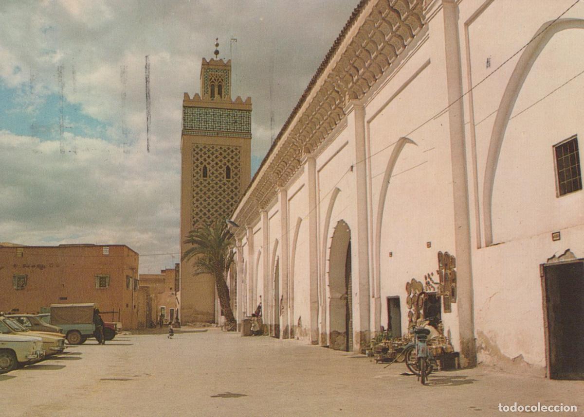 Postais: Morocco Marrakech Moulay Yazid Mosque Minaret and Street Scene *YAP421