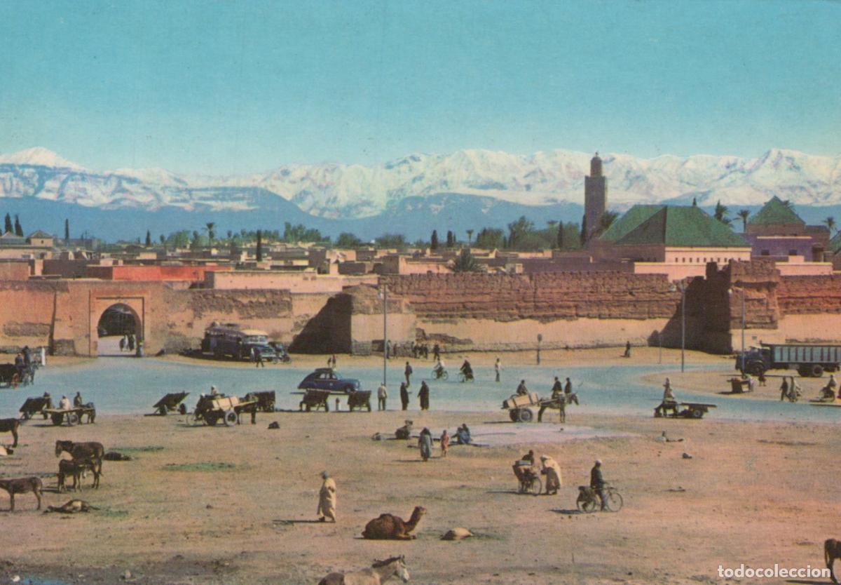Postales: Morocco Marrakech Panorama Bab Doukkala Gate Atlas Mountains *YAR542