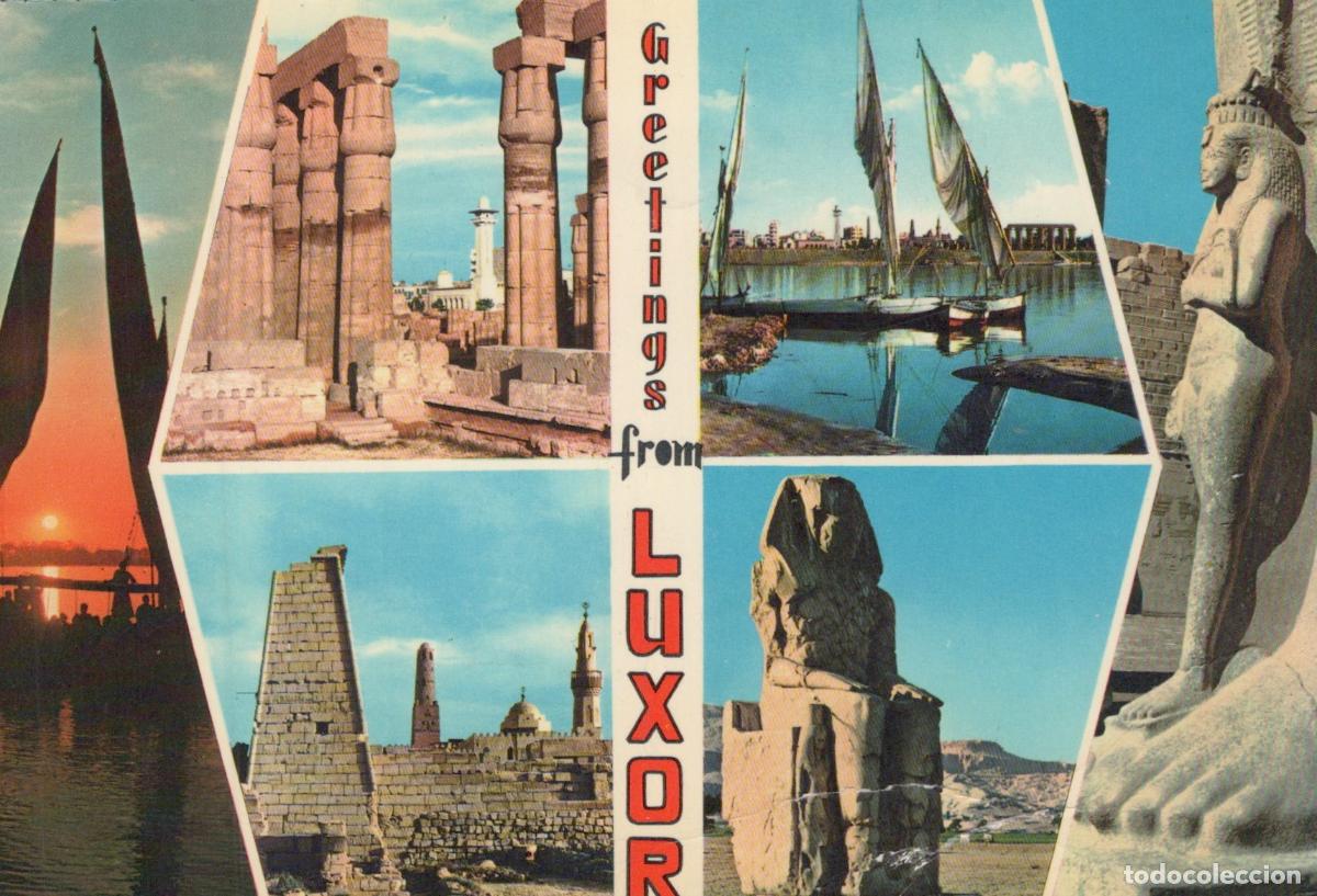 Postales: Egypt Luxor Multi View Temples Feluccas Statues Ancient Ruins Unposted *YAR696