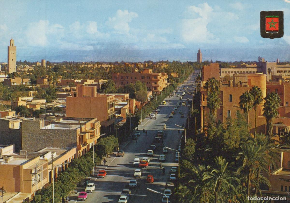 Postales: Morocco Marrakech Panoramic View of City Street With Cars and Buildings *YAR902