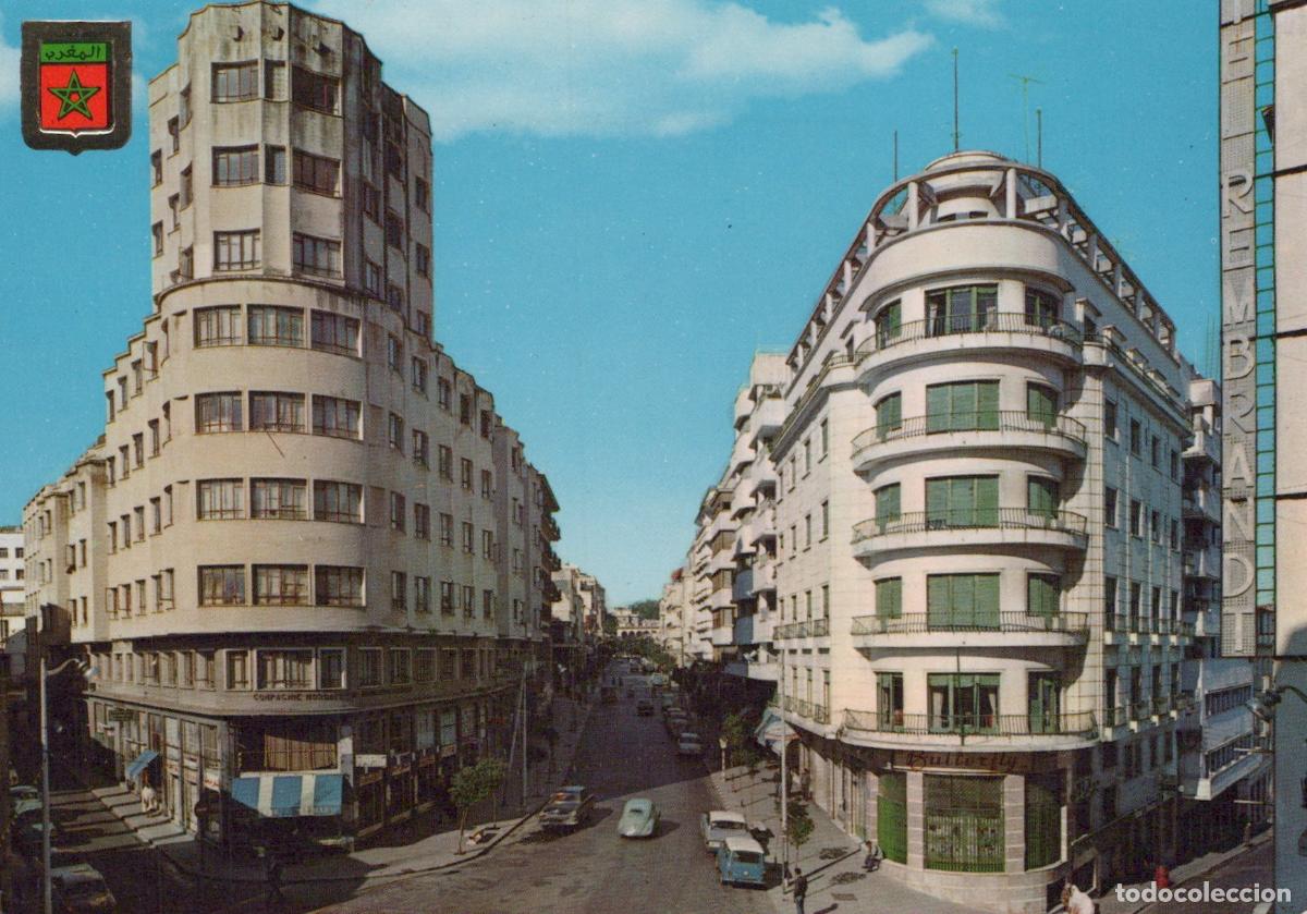 Postkarten: Morocco Tangier Boulevard Pasteur Street Scene With Modernist Buildings *YAT019