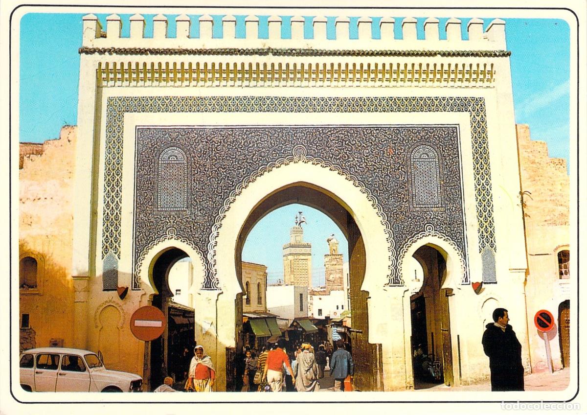 Postales: Postal de la puerta Bab Boujeloud en Fes, Marruecos