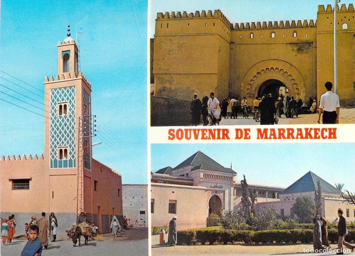 Postales: Postal de Marrakech, Marruecos: Mezquita y arquitectura hist&oacute;rica