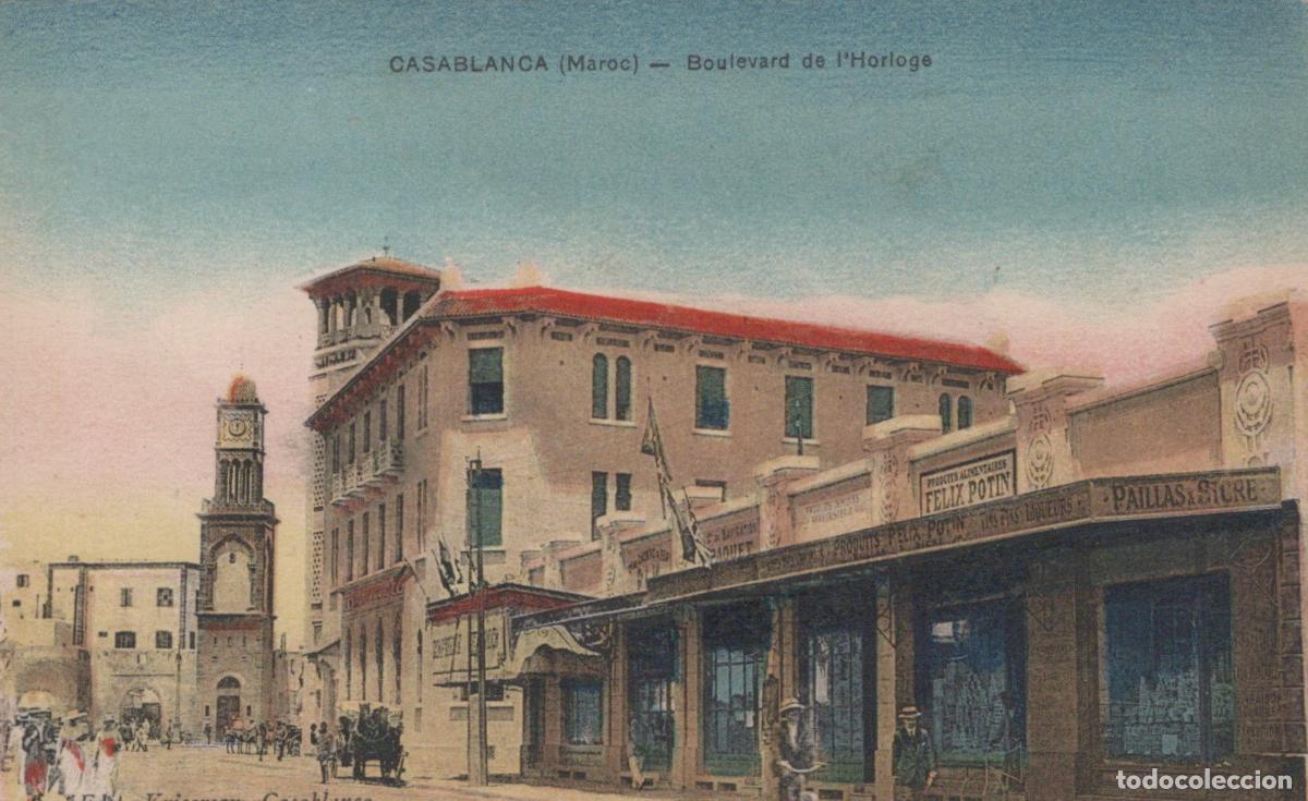 Postales: Morocco Casablanca Boulevard De L'Clock Street Scene Unposted *YBC627