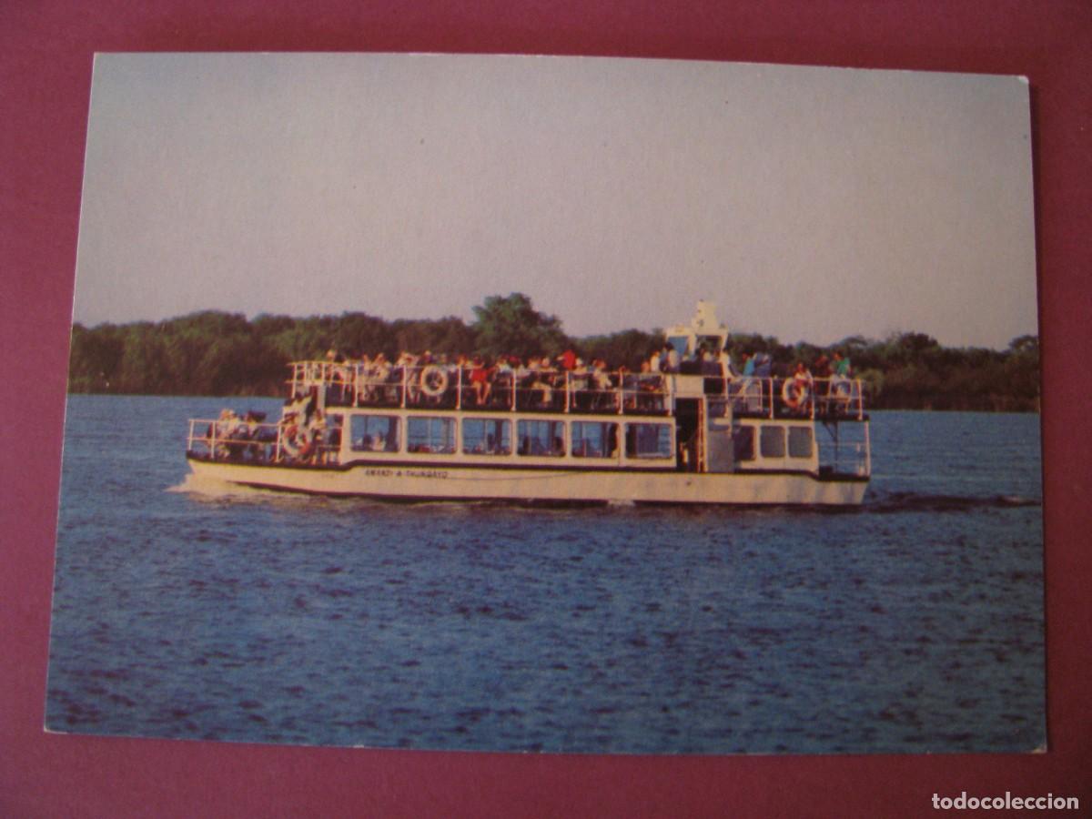 Postales: POSTAL DE ZIMBABWE. BARCO EN RIO ZAMBEZE CATARATAS VICTORIA