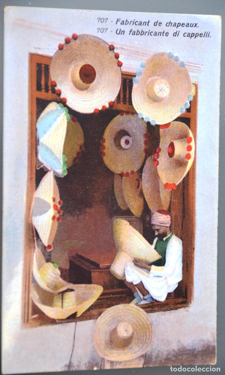 Postales: POSTAL ANTIGUA T&Uacute;NEZ / SFAX - FABRICANTE DE SOMBREROS (ARTESANO / OFICIOS ) . NO CIRCULADA