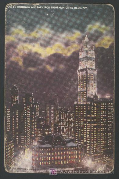 Postales: A-5196- USA. United States of America. BROADWAY AND PARK ROW FROM MUNICIPAL BUILDING. (1925)