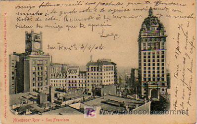 Postales: USA. EE.UU. SAN FRANCISCO. NEWSPAPER ROW. CON RELIEVE.