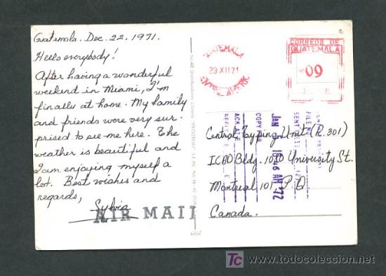 Postales: Guatemala. Circulada 1971. - Foto 2