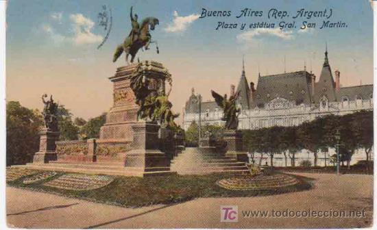 Postais: Antigua Postal : BUENOS AIRES - Plaza y Estatua General San Mart&iacute;n. 1906