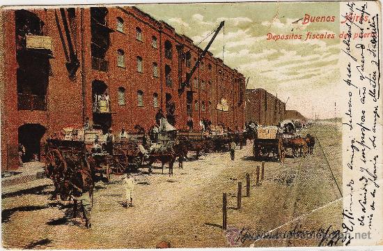Postkarten: argentina - buenos aires - depositos fiscales del puerto - finales siglo XIX - circulada en 1907