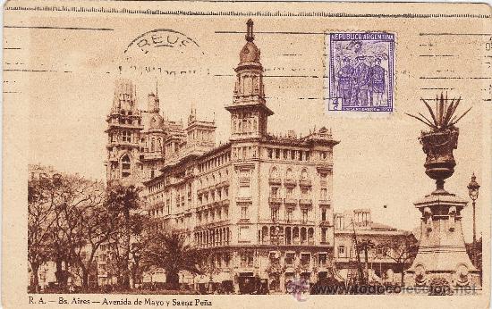 Postais: postal de buenos aires - argentina - avenida de mayo - matasellada - a&ntilde;os 50