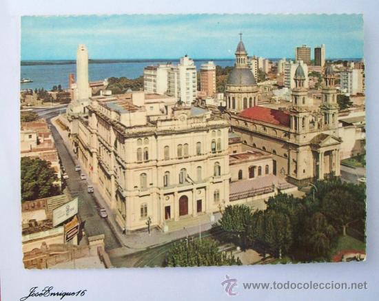 Postkarten: ROSARIO , PLAZA DE MAYO, MONUMENTO A LA BANDERA Y RIO PARAN&Aacute;. EDICOLOR
