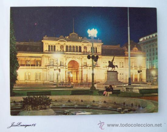 Postkarten: BUENOS AIRES, ARGENTINA. CASA ROSADA, VISTA NOCTURNA. GOVERNMENT HOUSE, AT NIGHT