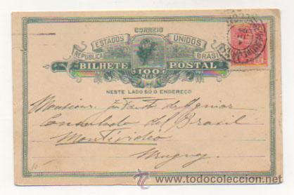 Cartes Postales: TARJETA POSTAL. REPUBLICA ESTADOS UNIDOS BRASIL. CIRCULADA DE BRASIL A URUGUAY.