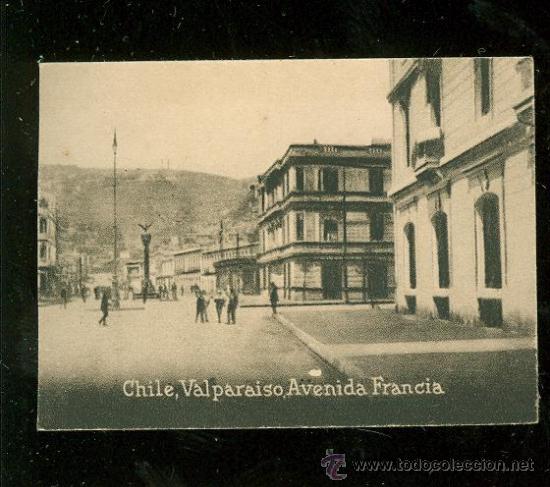 Postkarten: POSTAL ORIGINAL DECADA DE LOS 30. VALPARAISO, AVENIDA FRANCIA. N&ordm; 1963. VER TAMA&Ntilde;O Y EXPLICACION.