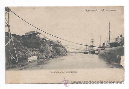 Postales: ARGENTINA. RECUERDO DEL ROSARIO. CANALETAS DE EMBARQUE. (REVERSO SIN DIVIDIR)