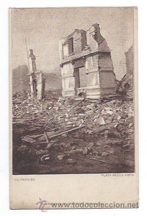 Postais: VALPARAISO. PLAZA BELLA VISTA. (M. HEYDEL). CHILE. EDIFICIOS EN RUINAS. (REVERSO SIN DIVIDIR).