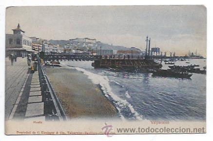 Cartoline: CHILE. VALPARAISO. MUELLE. (ED. KIRSINGER & CIA) (REVERSO SIN DIVIDIR)