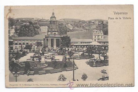 Postais: CHILE. VALPARAISO. PLAZA DE LA VICTORIA. (ED. C. KISINGER & CIA.). REVERSO SIN DIVIDIR.