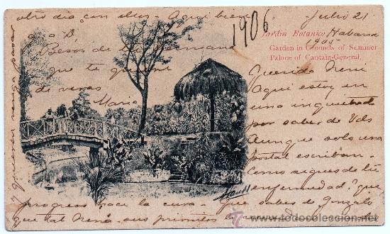 Postkarten: CUBA, LA HABANA, 1905, JARDIN BOTANICO CAPITANIA GENERAL, CIRCULADA, SIN DIVIDIR, MAGNIFICA