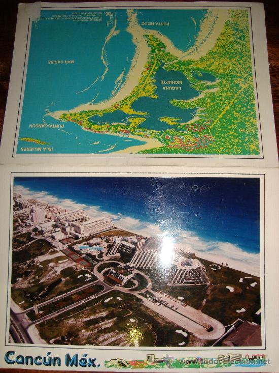 Postales: Canc&uacute;n, m&eacute;xico. d&iacute;ptico con postal y mapa -no circulada-. - Foto 1