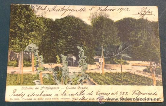 Postais: SALUDOS DE ANTOFAGASTA. QUINTA CASALE. (ED. CARLOS BRANDT, NUM. 3005).