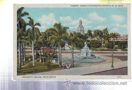 Postales: TARJETA POSTAL DE HABANA - PARQUE FRATERNIDAD, ESTATUA DE LA INDIA. 7A130. C.JORDI N&ordm; 55