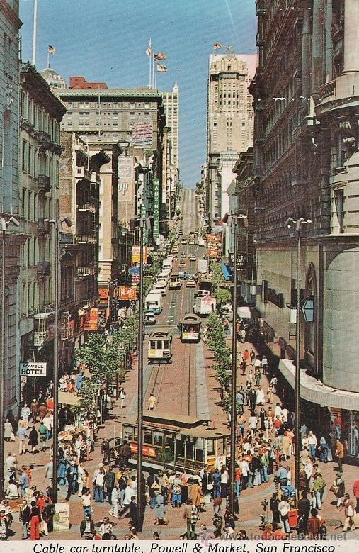 Postales: estados unidos / eeuu - cable car - powell & market - san francisco - circulada - a&ntilde;os 70